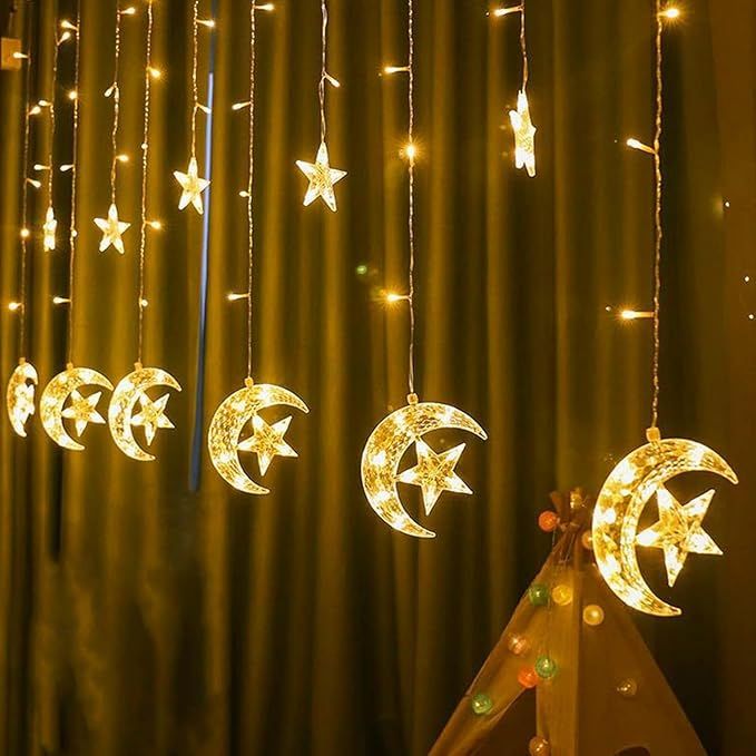 Moon and Star Fairy Lights, Party Lights, Christmas Lights, Curtain Lights, Bedroom Decor, Home Decor, Bedroom Accessories, Lights for rooms
