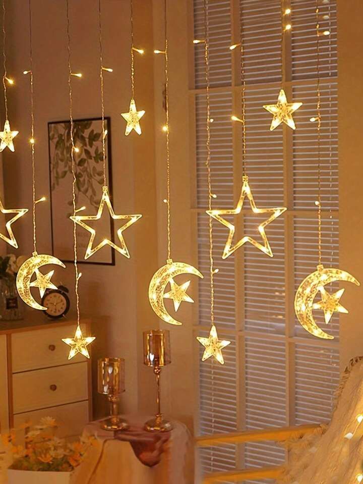 Moon and Star Fairy Lights, Party Lights, Christmas Lights, Curtain Lights, Bedroom Decor, Home Decor, Bedroom Accessories, Lights for rooms
